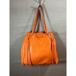 Marc by Marc Jacobs Moto Orange Leather Tote Bag 100% Cowhide Designer Luxury